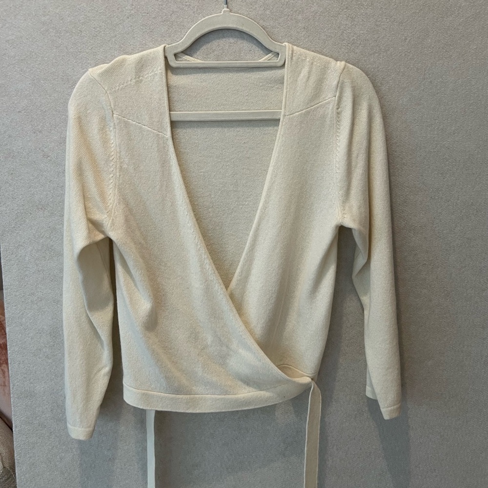 Elegant Cream Wrap Sweater